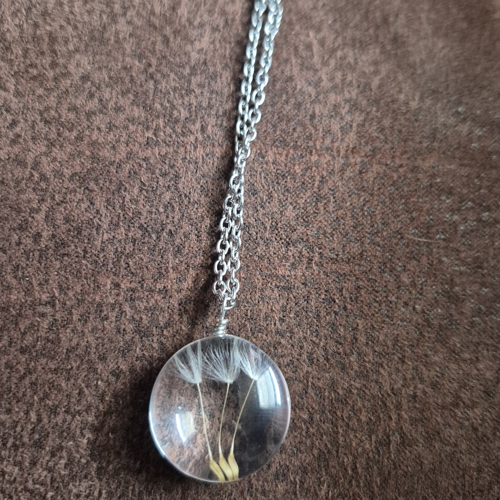 Elegant Silver Dandelion Pendant Necklace - Picture 2 of 4